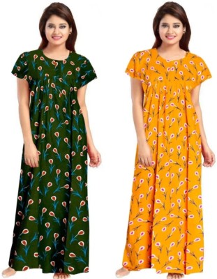 B S ENTERPSES Women Nighty(Dark Green, Maroon)