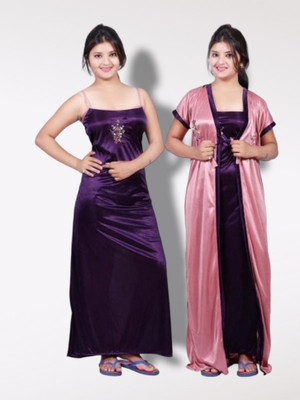 Mishubh Enterprise Women Nighty with Robe(Purple)