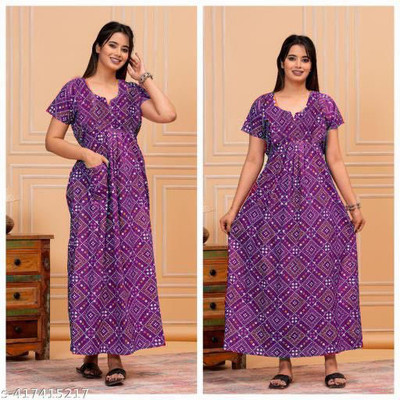 MF CREATION Women Nighty(Purple)