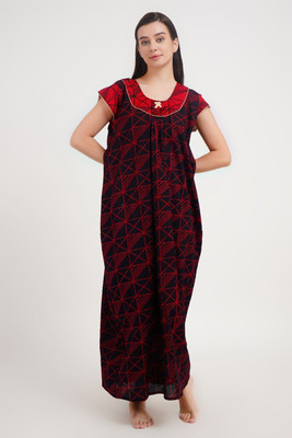 shardatextile Women Nighty(Red, Black)