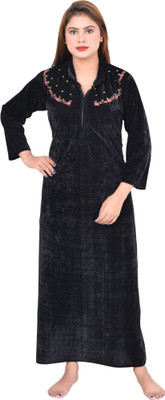 L r textiles Women Nighty(Black)