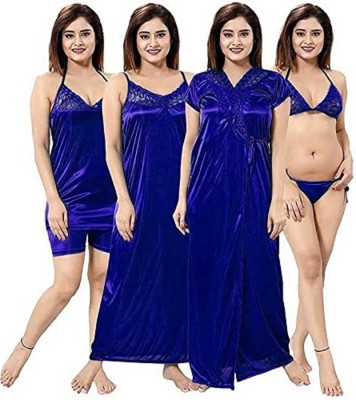 Minha Women Nighty Set(Blue)