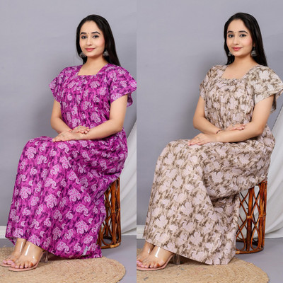 Akash Enterprise Women Nighty(Multicolor)