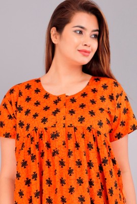 BHOOMI ENTERPRISES Women Nighty(Orange)