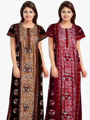 DreamBe Women Nighty(Brown, Red)