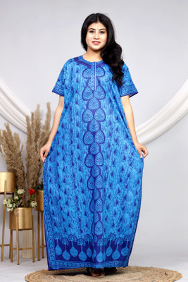Parth Fashion Women Nighty(Blue)