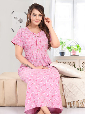 TRUNDZ Women Nighty(Pink)