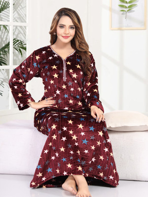 REN STAR Women Nighty(Maroon)