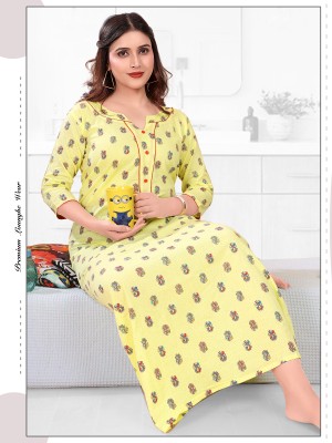 TRUNDZ Women Nighty(Yellow)