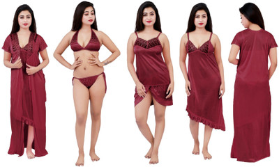 mysie Women Nighty(Maroon)