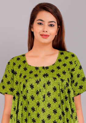 SINDHU ENTERPRISES Women Nighty(Green)