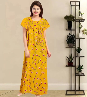 Homezilla Women Nighty(Yellow)