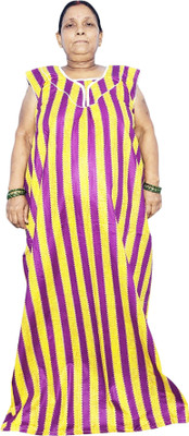 aaapremises Women Nighty(Purple, Yellow)