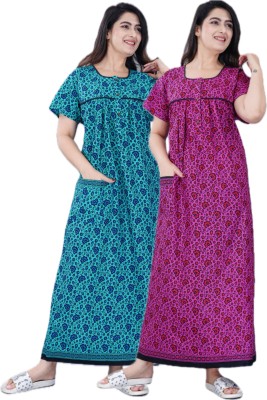 Kuruti B Sheets Women Nighty(Multicolor)