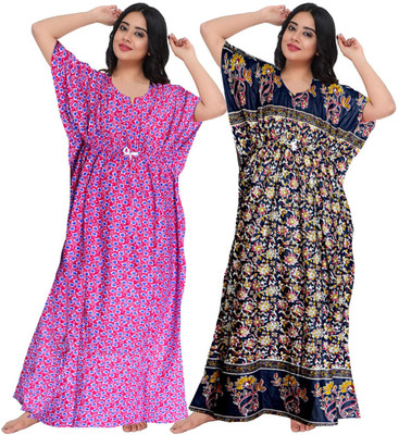 JWF Women Nighty(Pink, Multicolor)