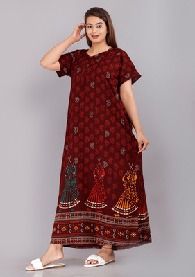dinesh enterprises Women Nighty(Maroon)