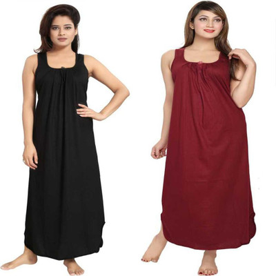 HouseOfCommon Women Nighty(Maroon, Black)