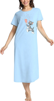monaarch Women Nightdress(Light Blue)