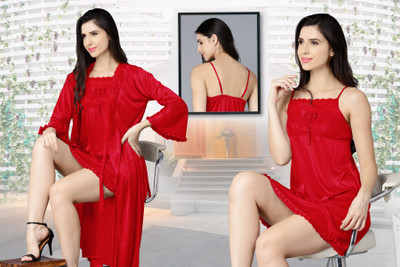 Must Have Women Nighty with Robe(Red)