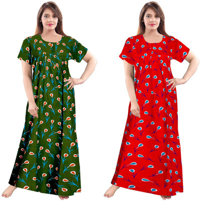 LA fashion Women Nighty(Multicolor)