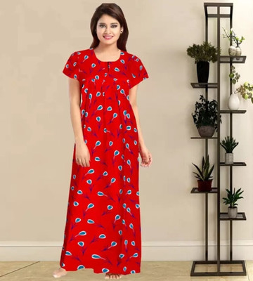 Homezilla Women Nighty(Red)