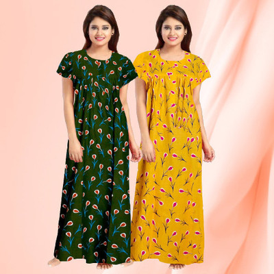 VILAKSHAN Women Nighty(Multicolor)