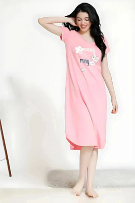 LIVAX COTTY Women Nightshirts(Pink)
