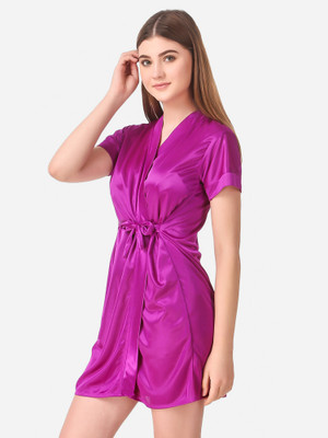 DreamBe Women Robe and Lingerie Set(Purple)