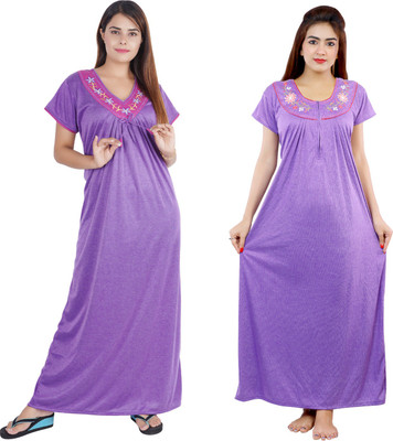 NACNO Women Nighty Set(Purple)