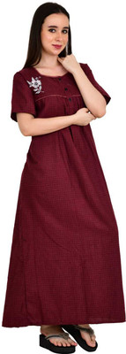LDHSATI Women Nighty(Maroon)