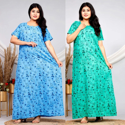 PrathaVastra Women Nighty(Multicolor)
