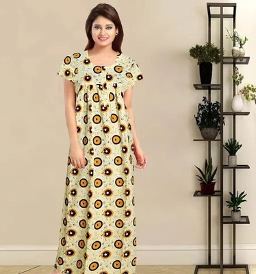 SHREEJAA FASHION Women Nighty(Yellow)
