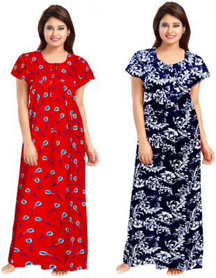 Sajao Creation Women Nighty(Multicolor)