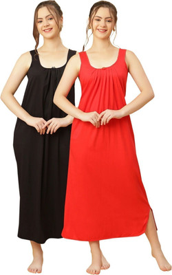 GANIX FASHION THAT DEFINE YOU Women Nightdress(Black, Red)