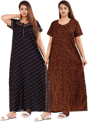 Shunit creation Women Nighty(Blue, Brown)
