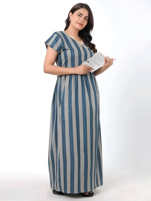 EVELENA Women Nighty Set(Blue)
