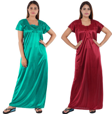 REN STAR Women Nighty(Green, Red)