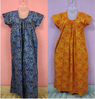 Shampas World Women Nighty(Yellow)