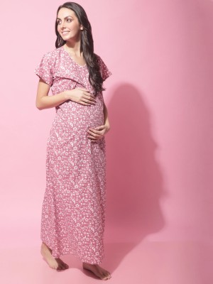 Secret Wish Women Maternity/Nursing Nighty(Pink)