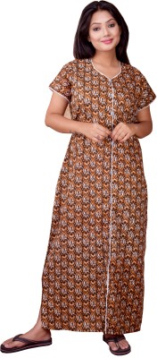 CLYMAA Women Maternity/Nursing Nighty(Brown)