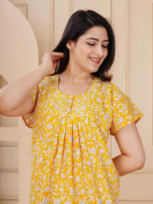 SHREE NAND CREATION Women Nighty(Yellow)