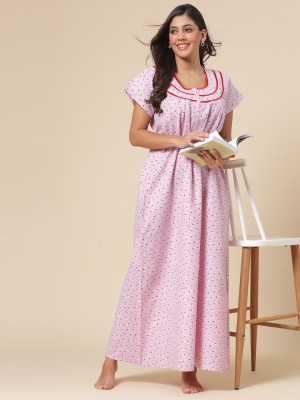 BINDAAS BEGUM Women Nighty(Pink)