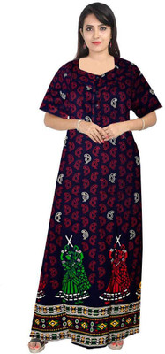 AakarShana Women Nighty(Dark Blue)