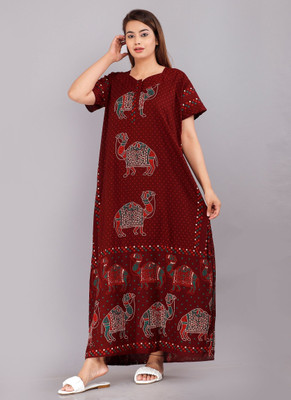 Homezilla Women Nighty(Maroon)