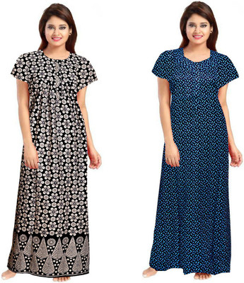HANDICRAFT VASTRA Women Nighty Set(Black, Dark Blue)