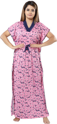 SHOPPING STATION Women Nighty with Robe(Pink)