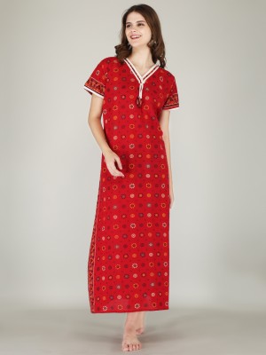 RSJ CREATION Women Nighty(Red)