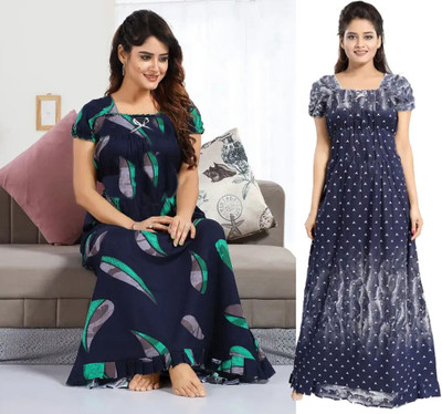 Savicreation Women Nighty(Red)