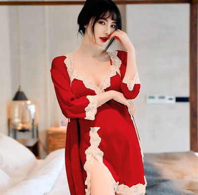 rani industries Women Nighty with Robe(Maroon)