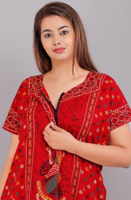 Homezilla Women Nighty(Red)